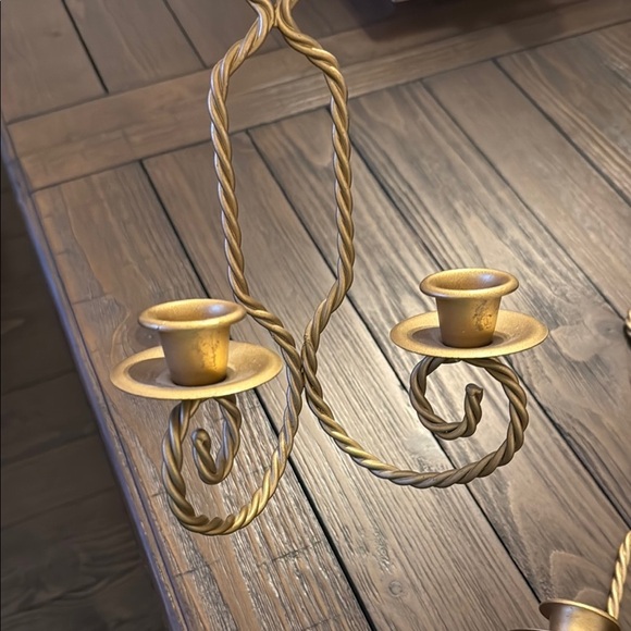 Pair of Gold Metal Wall Braided Candle Holders - Picture 5 of 8